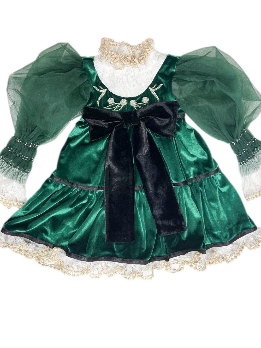 PETITE MAISON AURORA ROYAL GREEN VELVET DRESS